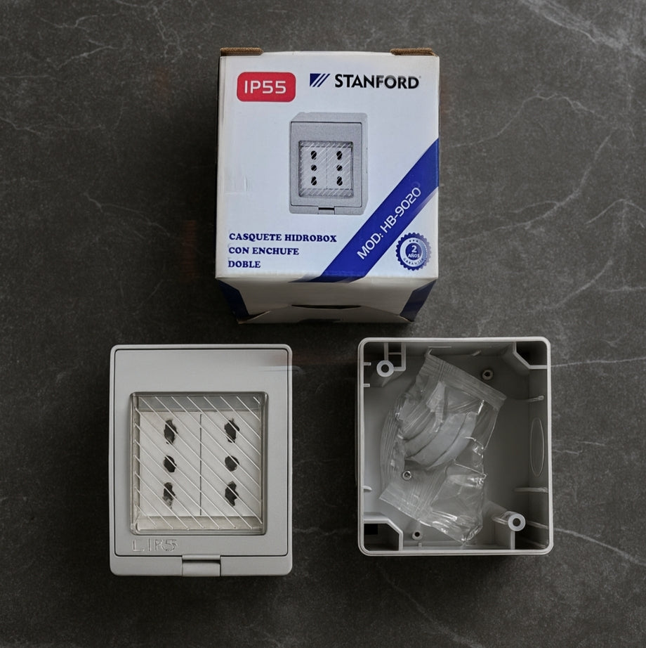 Caja Hidrobox Con Doble Enchufe - IP55 (Modelo HB-9020, Marca Stanford)